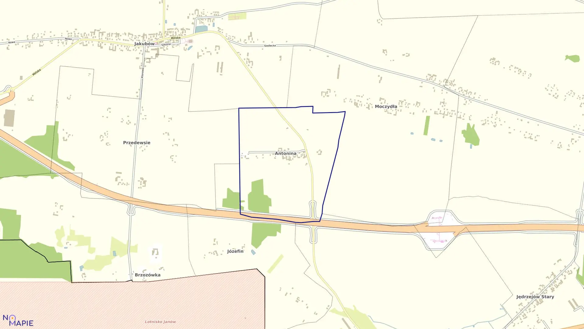 Mapa obrębu ANTONINA w gminie Jakubów