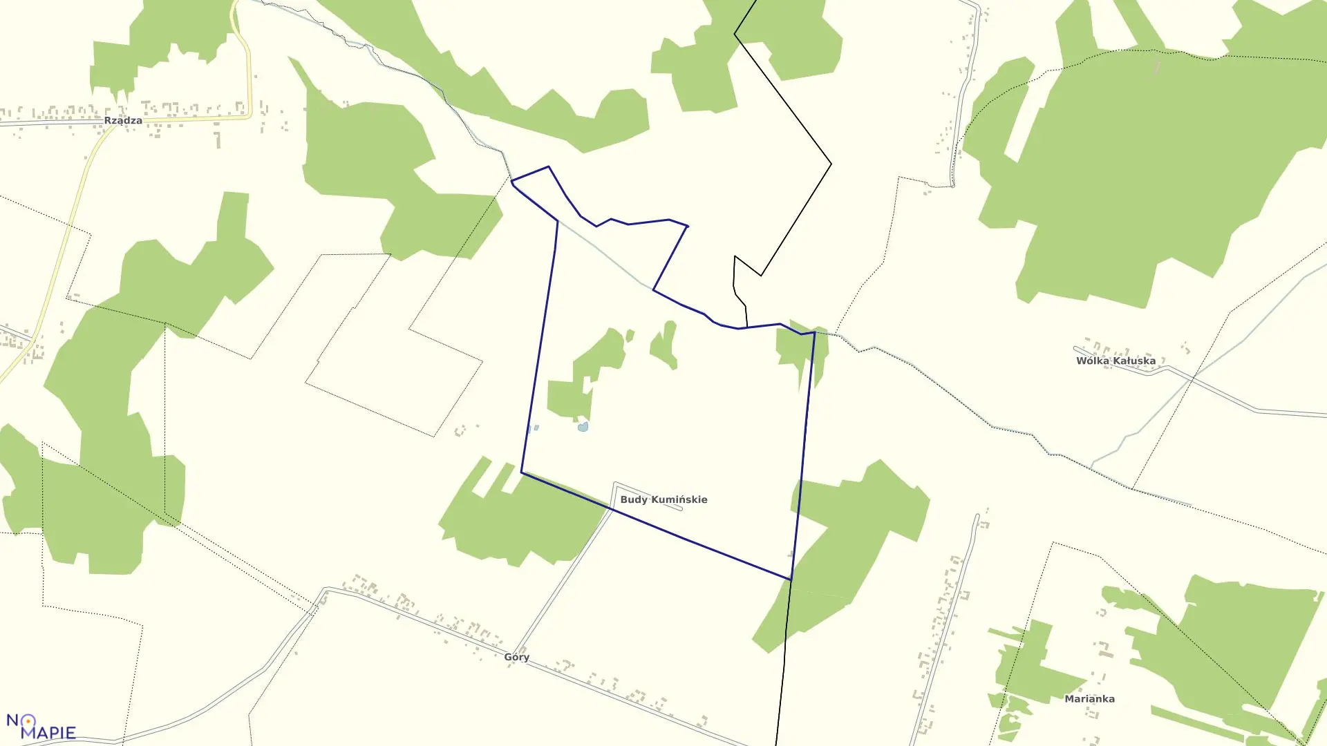 Mapa obrębu BUDY KUMIŃSKIE w gminie Jakubów