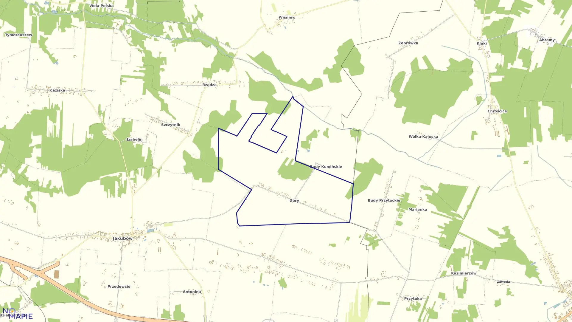 Mapa obrębu GÓRY w gminie Jakubów