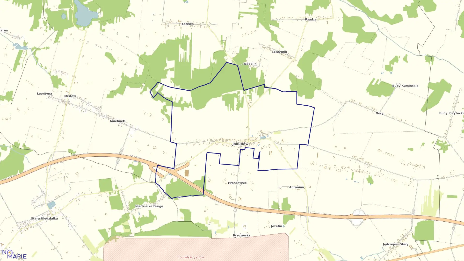 Mapa obrębu JAKUBÓW w gminie Jakubów