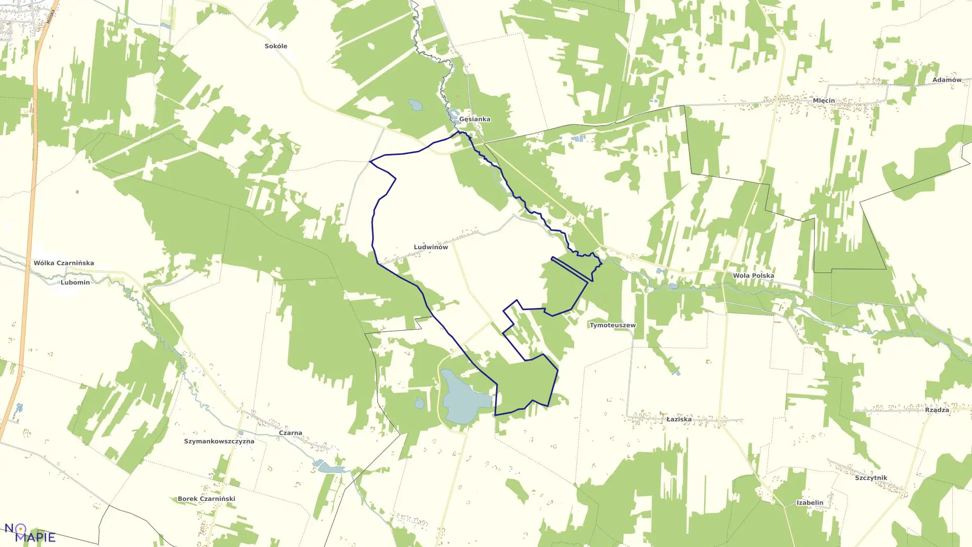 Mapa obrębu LUDWINÓW w gminie Jakubów