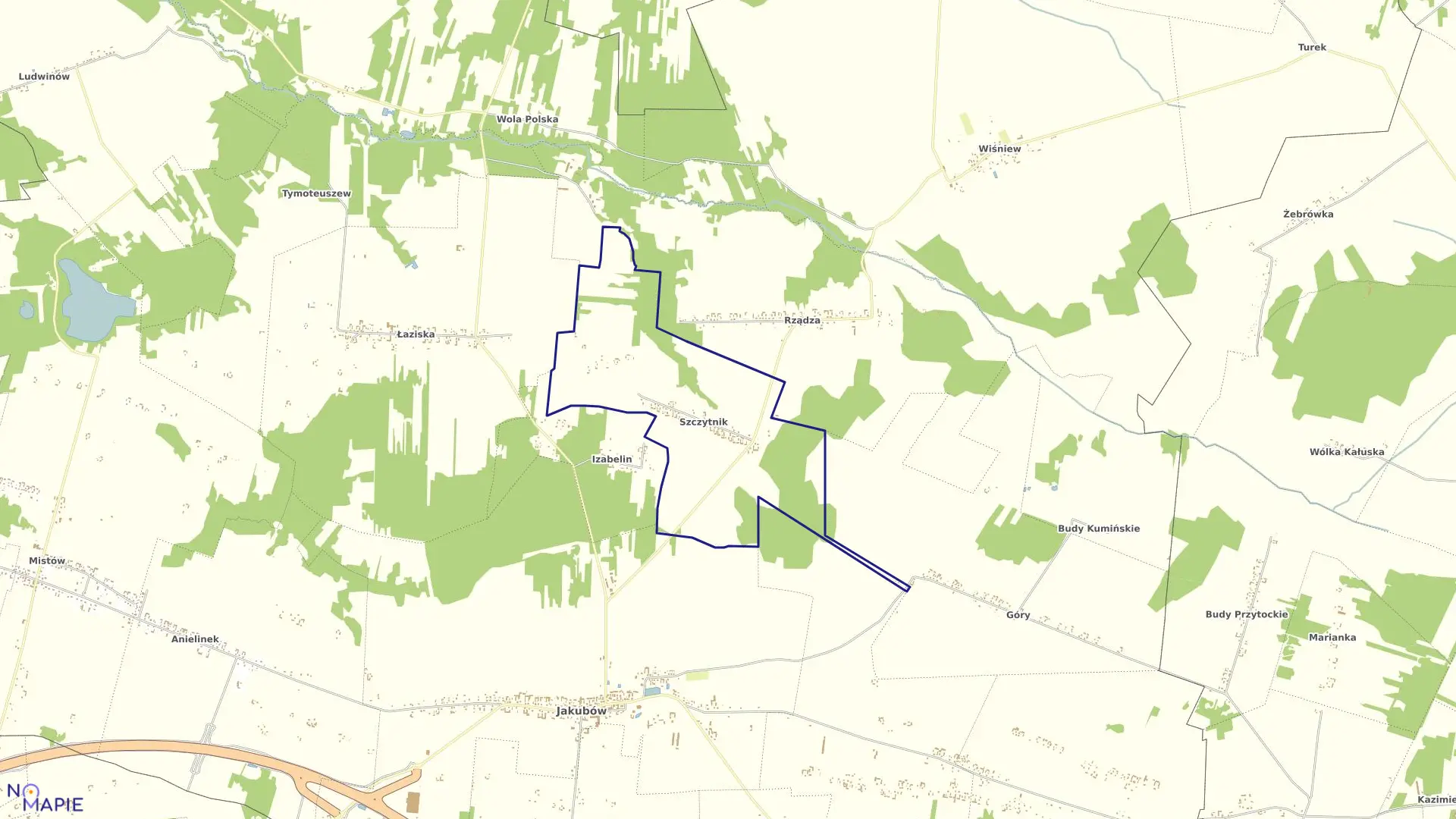 Mapa obrębu SZCZYTNIK w gminie Jakubów