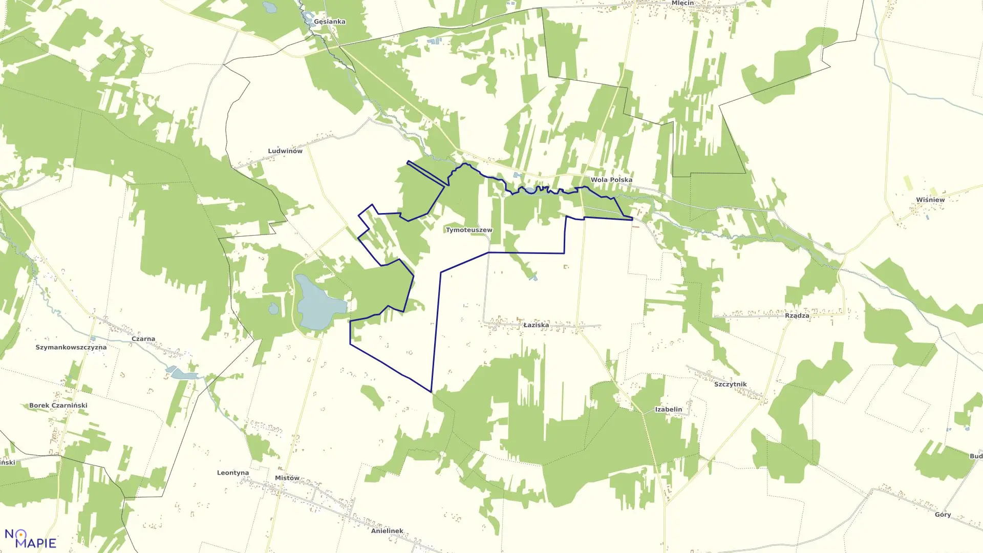 Mapa obrębu TYMOTEUSZEW w gminie Jakubów