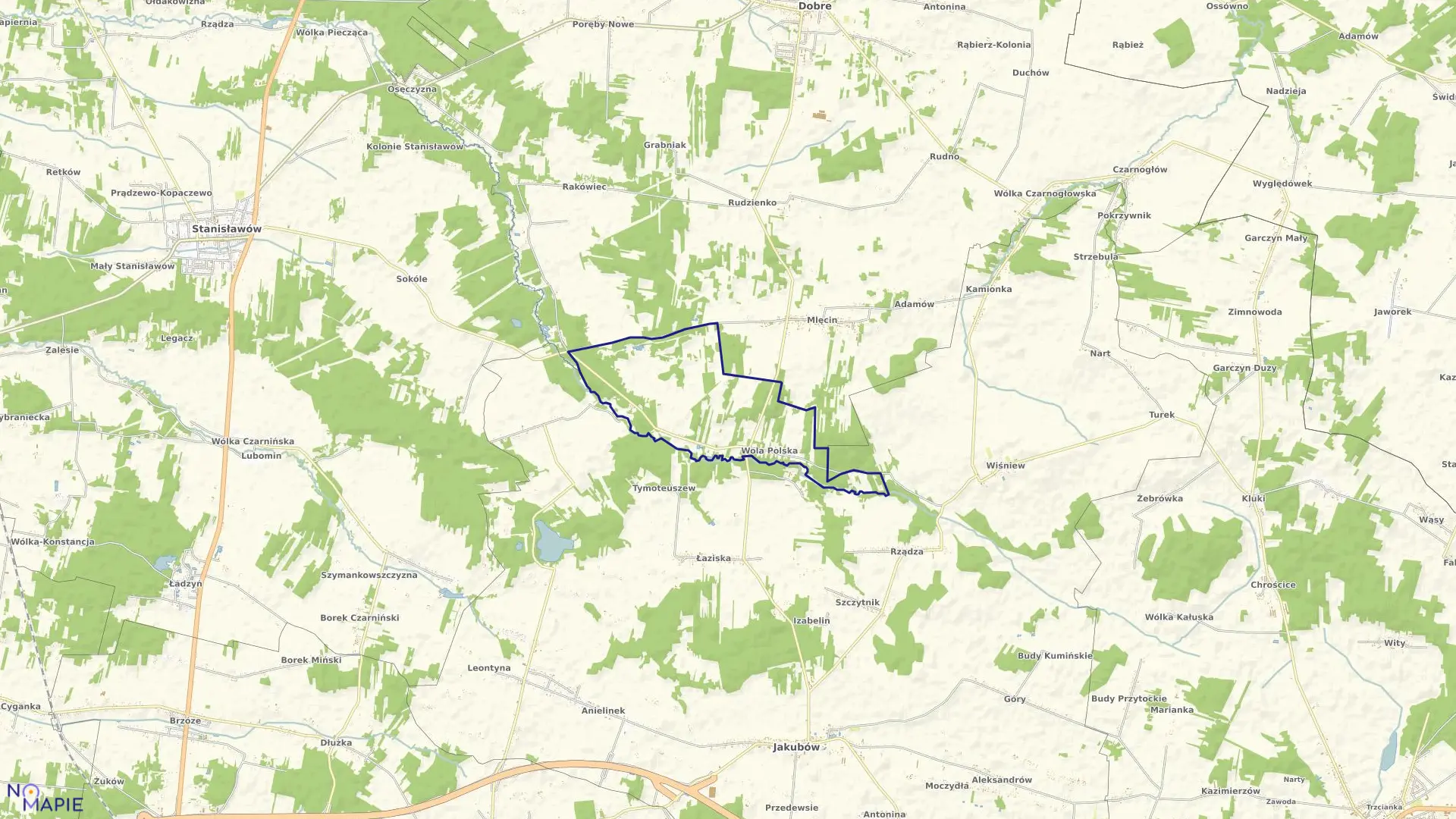 Mapa obrębu WOLA POLSKA w gminie Jakubów